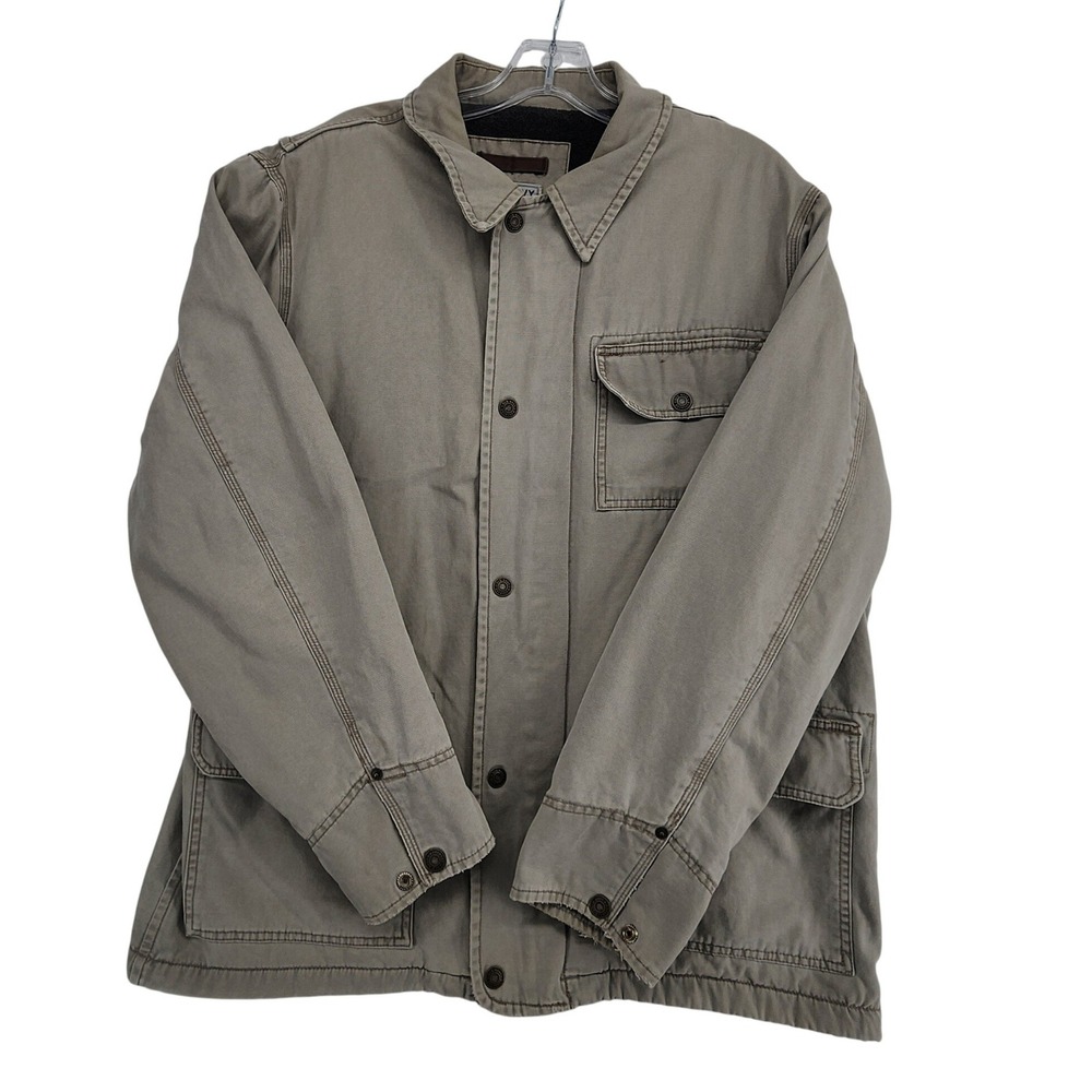 Old Navy Large Tan Canvas Workwear Jacket Fleece Lined Chore Barn Field Coat Men
